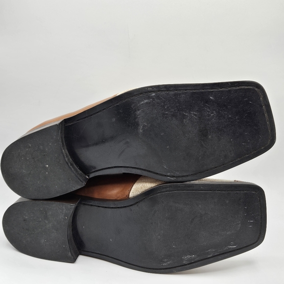 Marco Vicci taupe linen and brown leather shoes size 12 - Picture 4 of 13